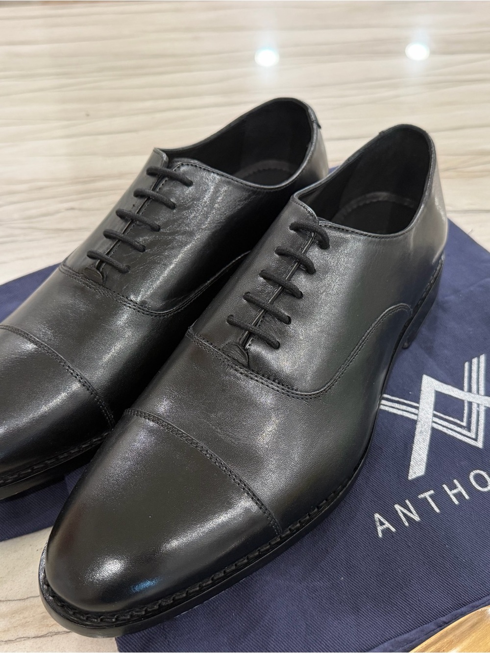Anthony Veer Clinton Black Leather Goodyear Welt Oxford Shoes Men’s 11.5